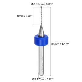 QUARKZMAN PCB Drill Bit 0.65mm Tungsten Carbide Rotary Tool Jewelry CNC Engraving Circuit Board Micro Drill Bit 1/8 Inch Shank 5pcs
