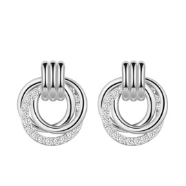 Stud Earrings for Women, Statement Cubic Zirconia Three Circles Studs Earrings│Dainty Small Stud Earrings Jewellery Gifts Christmas