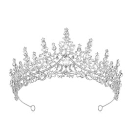 Silver Crown, Clear Diamond Crystal Tiara, Elegant Princess Tiara Crown Headband for Women Bridal Wedding Birthday Prom Christmas Party Mother's Day Gift