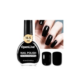 OpenLive 16.5ml Black Nail Polish Large Volume Quick Drying Nail Polish, Fast Drying and Long Lasting Color Nail Art DIY Home Manicure Gift for Women