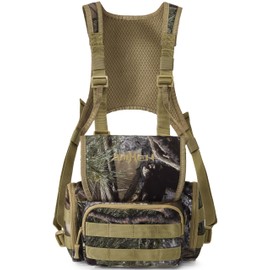 AMHEH Hunting Chest Pack Bag Front Binocular Harness Rig Carrying Case Water Resistant Magnetic with Rangefinder Pouch 4L (Forest Camo)