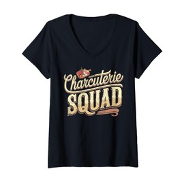 Womens Charcuterie Squad Meat Cheese Board Charcuterie V-Neck T-Shirt