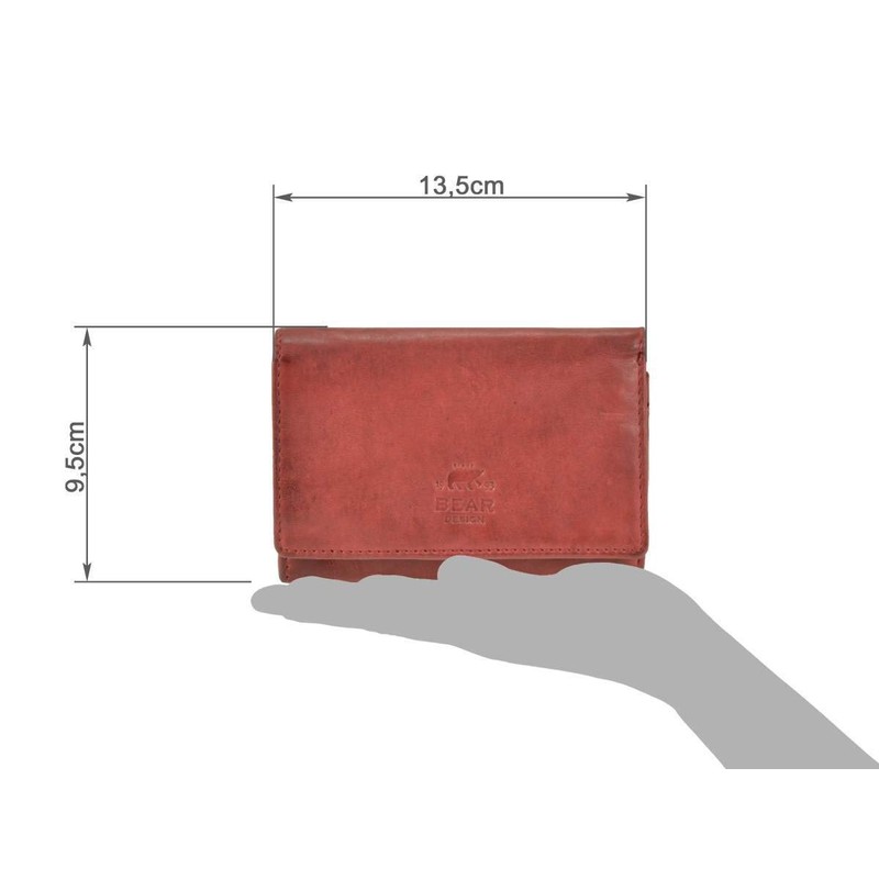 Bear Design Women's Wallet Leather 9 Card Slots Red, red,