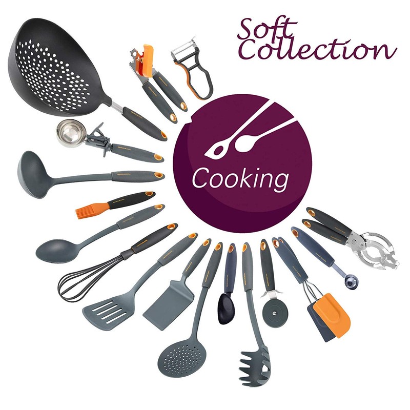 FACKELMANN Backpinsel Soft 19cm in grau/orange, Silikon, 19 x 6