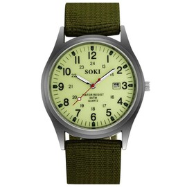 OIDEA Men's Tactical Military Watches: 24 Hour Time Analog Quartz Wrist Watches for Men Easy Reader Waterproof Luminous Date Sport Casual Field Watch Army Watch Nylon Strap - Color: Nylon Strap-Green b