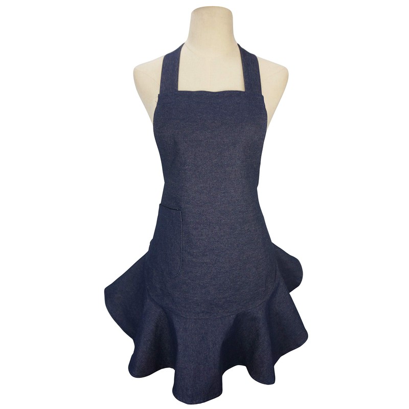 LilMents Women's Retro Denim Kitchen Bib Chef Apron (Navy Blue)