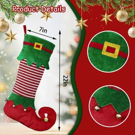 CHMOART Christmas Stockings for Fireplace, Xmas Gnome Boots Stockings, Large Green Red Velvet Stocking Decorations, Winter Fireplace Hanging Stockings for Home Christmas