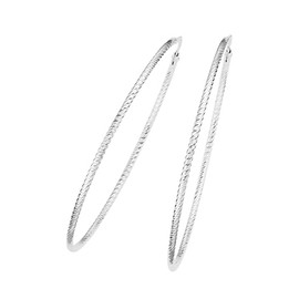 Smart Jewel Creole Earrings with Grooved and Diamond-Cut 925 Sterling Silver 925 Silver One Size