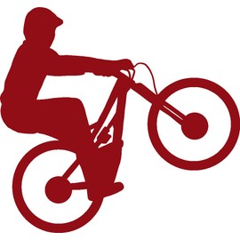hBARSCI Mountain Bike Wheelie Vinyl Decal - 5 Inches - for Cars, Trucks, Windows, Laptops, Tablets - Outdoor - Grade 2.5mil Thick Vinyl - Dark Red