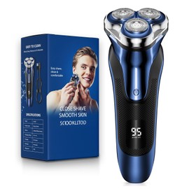 Electric Razor for Men, Electric Shaver for Men Face, Waterproof Wet Dry Rechargeable Shaver with Pop Up Trimmer, Deep Blue