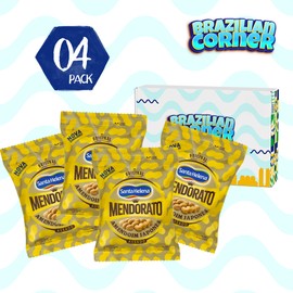 Santa Helena Mendorato Brazilian Corner [4 PACK] Bundle Golden Roasted Peanuts 7oz | Japanese Style Amendoim Japonês Assado Mendorato Santa Helena 200g | Gourmet Natural Extra Large Salted & Seasoned Peanuts