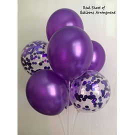 Confetti Balloons Purple Birthday Balloons for Wedding Bridal Shower Party Decorations Valentine's Day 12inch 30packs