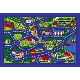 Kids Area Rug - Street Map Blue Design (7 Ft. 4 in. X 10 Ft. 4 in.)