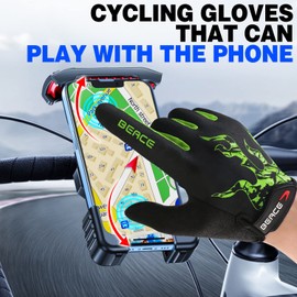 BEACE Cycling Gloves Bike Gloves Biking Gloves for Men Women with Touch Screen-Full Finger Mountain Bike Gloves Workout Gloves Road Gloves with Anti-Slip silicone palm (Green, L)