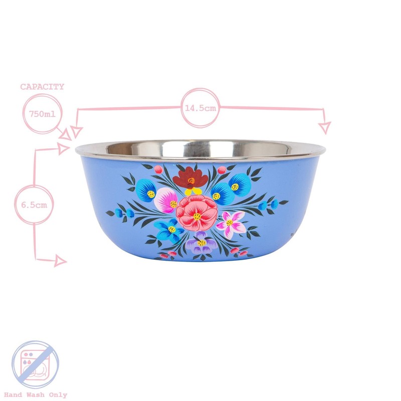 1x Ocean Pansy 14.5cm Hand-Painted Picnic Snack Bowl - Reusable