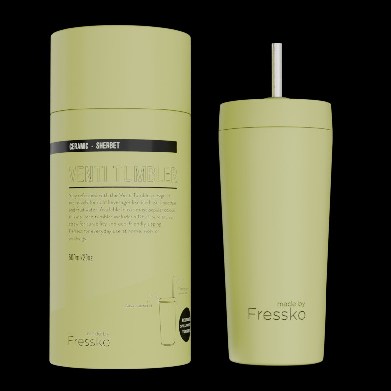 Fressko Ceramic Lined Tumbler with Titanium Straw - Venti 20oz,