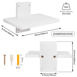 Small Mini Projector Shelf/Projector Wall Mount Floating Shelf/Router Shelf/Modem Cable Box Shelf/Projector Rack Holder/Projector Mount by Solid Wood White1