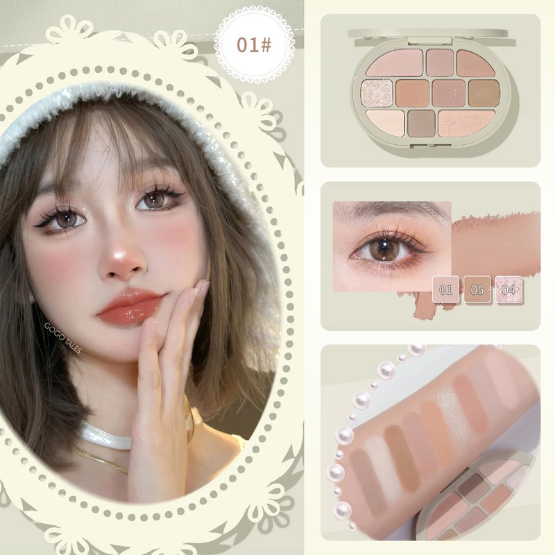GOGO TALES Eyeshadow Palette, 10 Colors, Lolita Eyeshadow, Cosmetics, Makeup