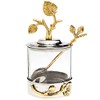 Godinger Leaf Jam/Honey Jar with Spoon, Silver/Brass