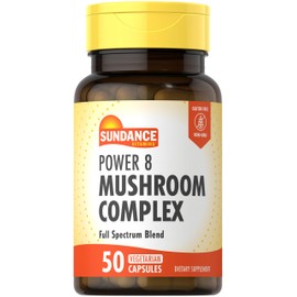 Sundance Mushroom Complex Capsules | 50 Count | Full Spectrum Blend of Power 8 Mushrooms | Vegetarian, Non-GMO, & Gluten Free Supplement