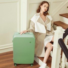 mixi Upgrade Carry on Luggage Suitcases with Spinner Wheels, Hardside Rolling Suitcase PC with TSA Lock Lightweight Travel Case 20in Carry-On, Fine Grid Avocado Green