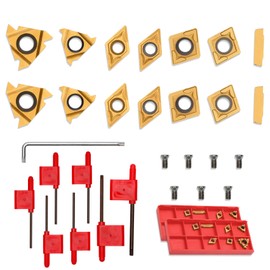 14 Pcs Turning Inserts for 3/8'' 10mm Turning Grooving Threading Boring Carbide Inserts Carbide Turning Tool