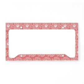 CafePress Light Coral Gerbara Daisy Pat License Plate Holder Aluminum License Plate Frame, License Tag Holder