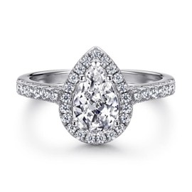 Molioaki Engagement Ring Women's 925 Silver Wedding Rings Simulated Diamond Solitaire Engagement Rings with 5.5 x 8.5 mm Pear Cut Zircon Rings Women with Gift Box Engagement Wedding Gift, Sterling