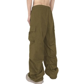 GUDEUBAI Men's Casual Cargo Pants Elastic Waist Drawstring Street Hip Hop Trousers with Pockets (38, Olive)