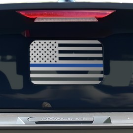 BOGAR TECH DESIGNS Precut Rear Middle Window American Flag Vinyl Decal Sticker Compatible with Hyundai Santa Cruz 2022-2025, Thin Blue Line