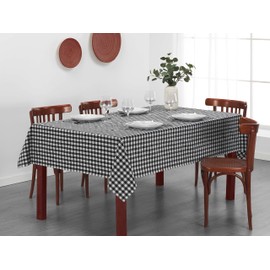 LAN&LAN - Rectangular Check Tablecloth, Tablecloth for Indoor and Outdoor Dining Camping Sand Picnic with Various Sizes and Models to Choose From (Black, 140 x 100)