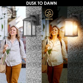 V-KEEP Dusk to Dawn Outdoor Lighting, Outdoor Garage Lights，Porch & Patio Lights，Black Outdoor Lights，Outdoor Wall Lights,for Porch (Black)