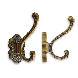 Dylrauoza Vintage Brass Coat Hooks Wall Mount - Heavy Duty Rustproof Decor for Hanging Jackets, Hats & Towels - Easy Install Kit for Bathroom, Bedroom & Entryway, 2pcs