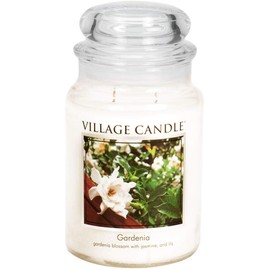 Village Candle Gardenia Large Glass Apothecary Jar Scented Candle, 21.25 oz, White