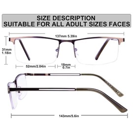 HUYAOPT Reading Glasses 3.5 Blue Light Blocking Glasses for Men Women Computer Glasses Spring Hinge Metal Frame (Brown)