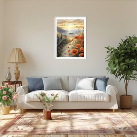 MAXBYE Sea Sunset Diamond Painting Art Kits for Adults, 5D Diamond Art Kits DIY Full Drill Flowers Crystal Craft Kit for Beginner, Home Bedroom Wall Decor Gift 12x16 Inch