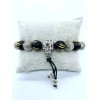 black and silver elastic bracelet bead mala Buddhist meditation letter