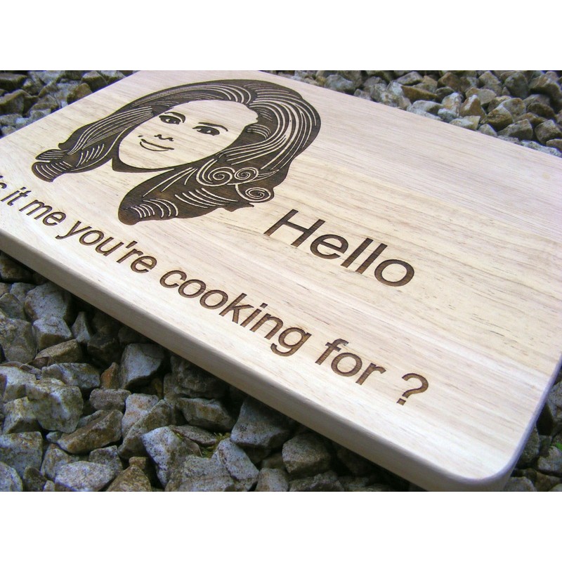 ADELE HELLO CHOPPING CUTTING CHEESE BOARD PLACE MAT ENGRAVED WOODEN