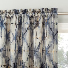 No. 918 Kade Geometric Watercolor Energy Saving Rod Pocket Curtain Panel, Gray, 54" W x 84" L (1 Panel)