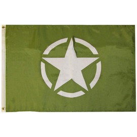 Trade Winds 3x5 Army Original Olive Green Star 100D Woven Poly Nylon Flag 3'x5' Banner Grommets Heavy Duty (RUF)