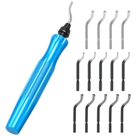 Deburring Tool Set, 3D Printing Burr Removal Reamer Tool, Deburring Cutter with 15 High Speed Steel Swivel Blades, 360 Degree Rotary Head Non-Slip Handle for Metal Aluminum Resin Copper, Plastic Pipe