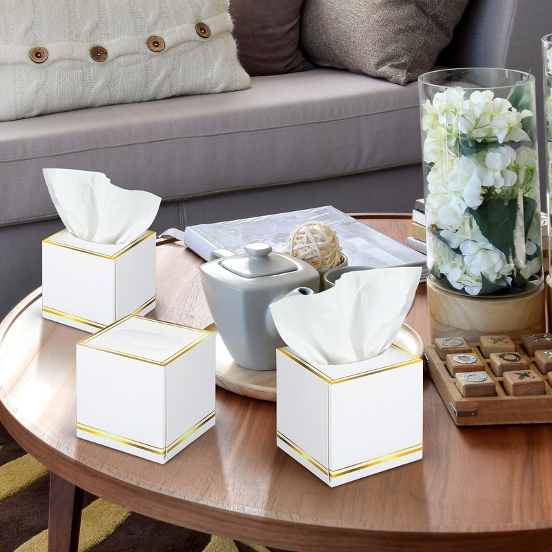 Fourluoo 12 Pack Facial Tissues Cube Boxes Face Box 600