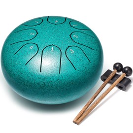 Balmy Panda 6 Inch Steel Tongue Drum - 8 Notes Hand Drums with Bag, Sticks, Music Book: Sound Healing Instruments for Musical Education, Entertainment, Meditation, Yoga, Zen Gifts (Malachite)