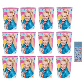 Unique Jojo Siwa Birthday Party Supplies Bundle Pack includes 12 Plastic Reusable Cups