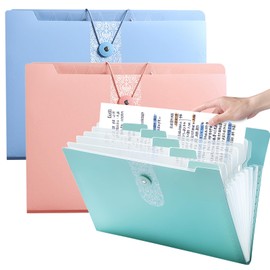 A4 Expanding File Organiser - 3 Pcs Poly Pockets Document Organiser with 12 Compartment, File Organiser with Colored Tags Large Capacity Document Bag Accordion Folder for Office, Business Trip, Home