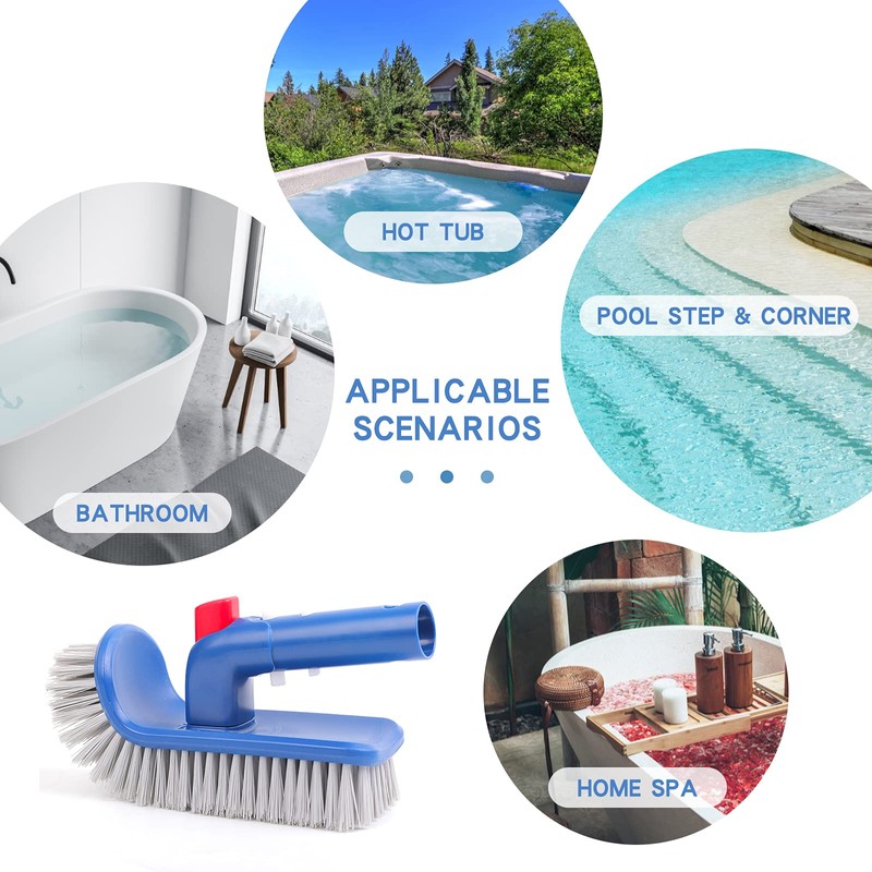 Sepetrel Pool Brush Head for Cleaning Walls,Steps & Corners,Rotatable Hand