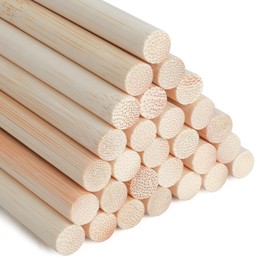 SOSMAR Pack of 30 Wooden Sticks for Crafts, Bamboo Sticks, Round, Diameter 10 mm x 30 cm, Long, Natural Wooden Stick, Craft Wood for Model Making, DIY Crafts and Decoration