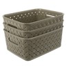 Operitacx 3pcs Dark Woven Storage Basket with Handle Decorative Desktop