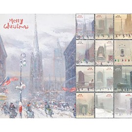 PIXILUV CHRISTMAS Greetings Cards 12 Notecards ~ Wintery Blizzard Christmas in the City ~ Vintage Postcards Reprint