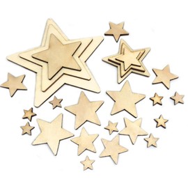 Sweieoni Stars Crafts 275 Pieces Wooden Stars Blank Wooden Star Discs Mini Star Wooden Stars Discs Wooden Stars Embellishments for DIY Crafts Christmas Wedding Party 5 Sizes